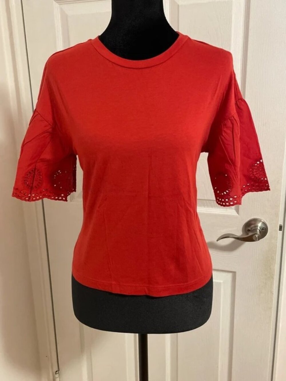 H&M Women’s Red Flutter Sleeve Top XS NWT